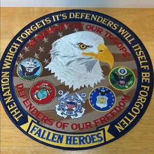 Large Military Support Defenders of Freedom Patriotic Eagle Embroidered Patch